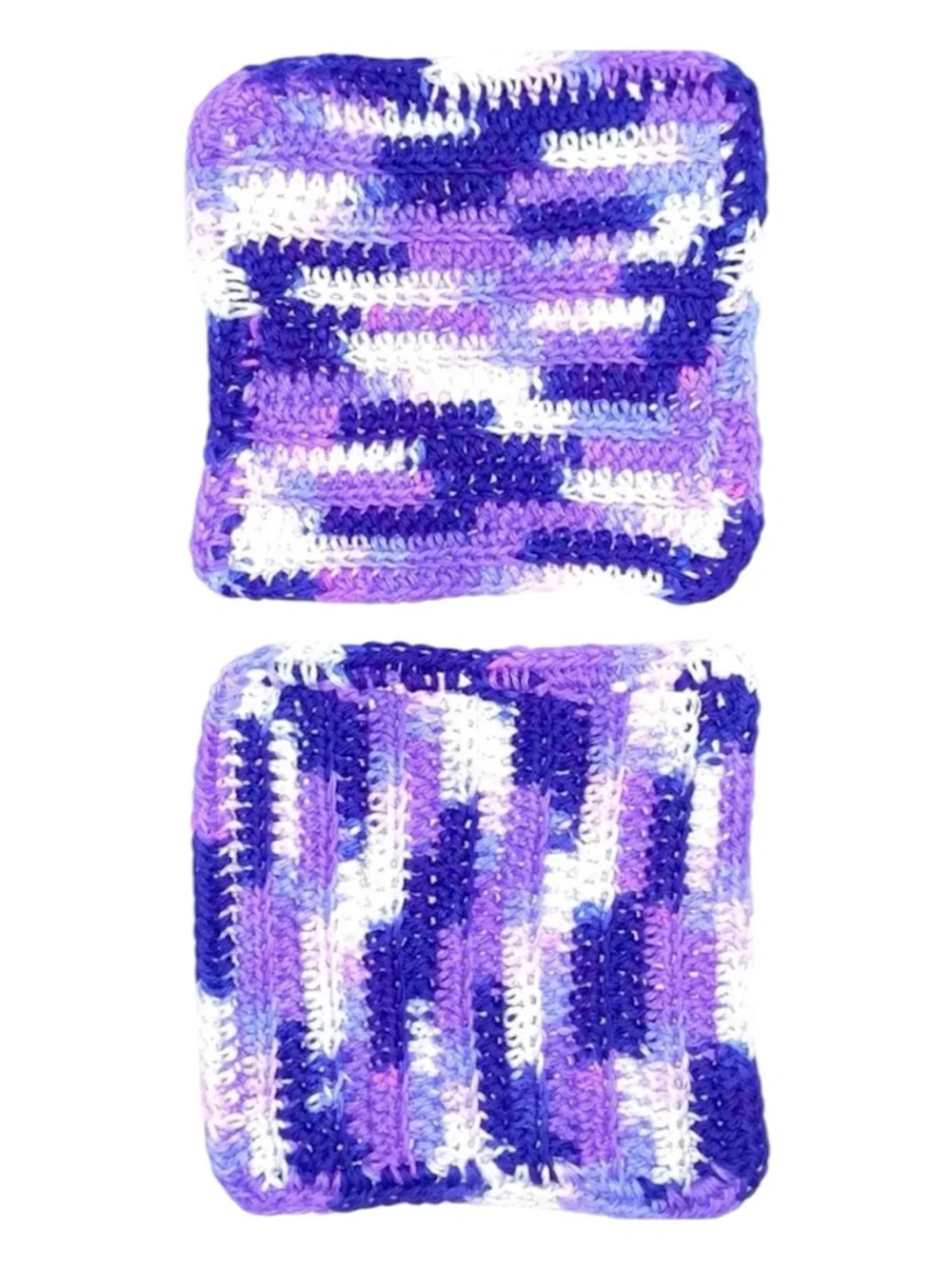 HAND CRAFTED Two Crocheted Colorful All Purpose 100% Cotton Wash or Dish Cloths